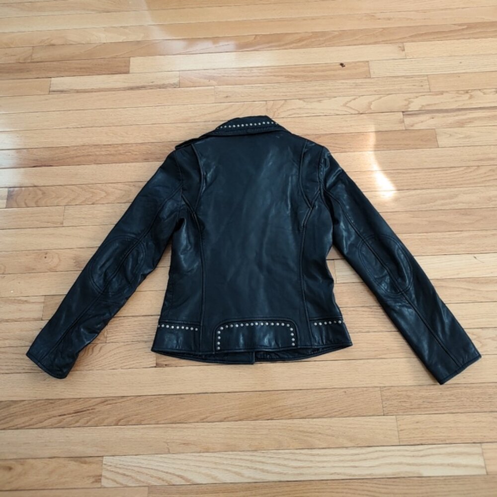 Michael Kors studded leather moto jacket S small EUC - Picture 4 of 8